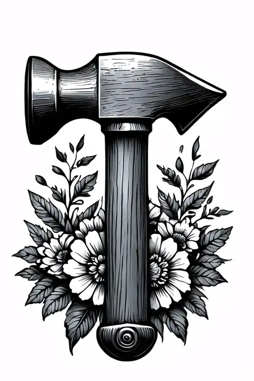 Fine Line Hammer With Floral Around Handle