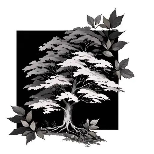 Autumn Tree And Gynco Leaves