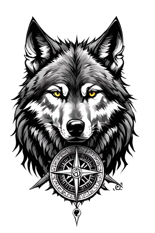 Wolf Whit Odin And The Viking Compass