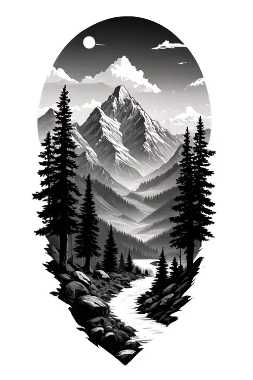 Paysage Montagne Forest Scene Inside Surrounded