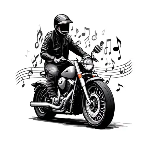 Motorcycle And Microphone With Music Notes
