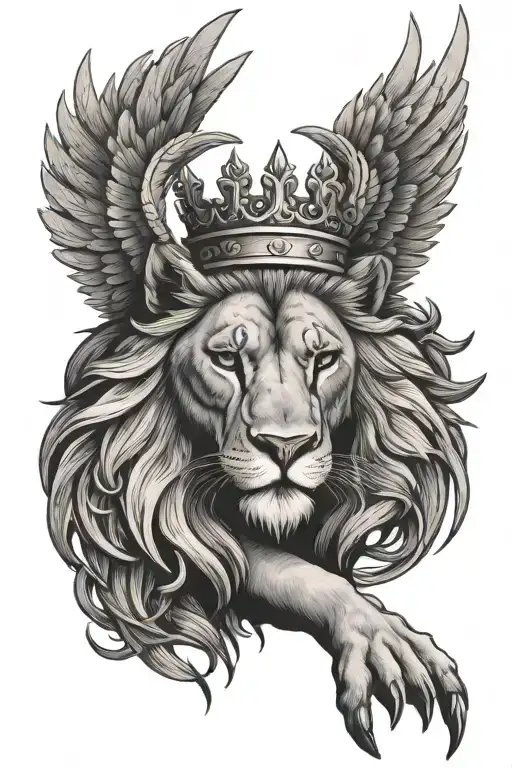 Lion Crown Wings Surrounded