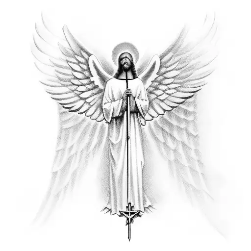 Christian Cross With Majestic Angel Wings