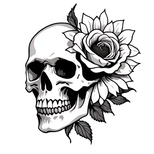 Skull Rose And Girasol