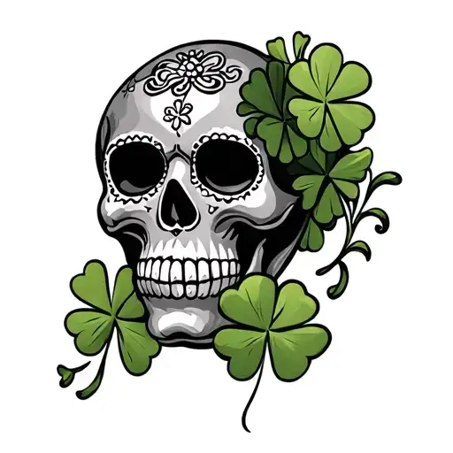 Sugar Skull With Irish Clovers