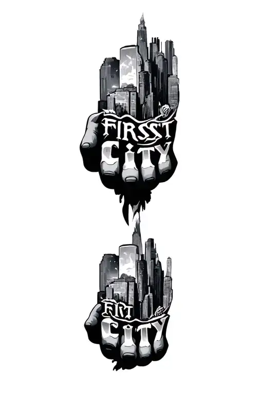 The Words First City On Both Knuckles