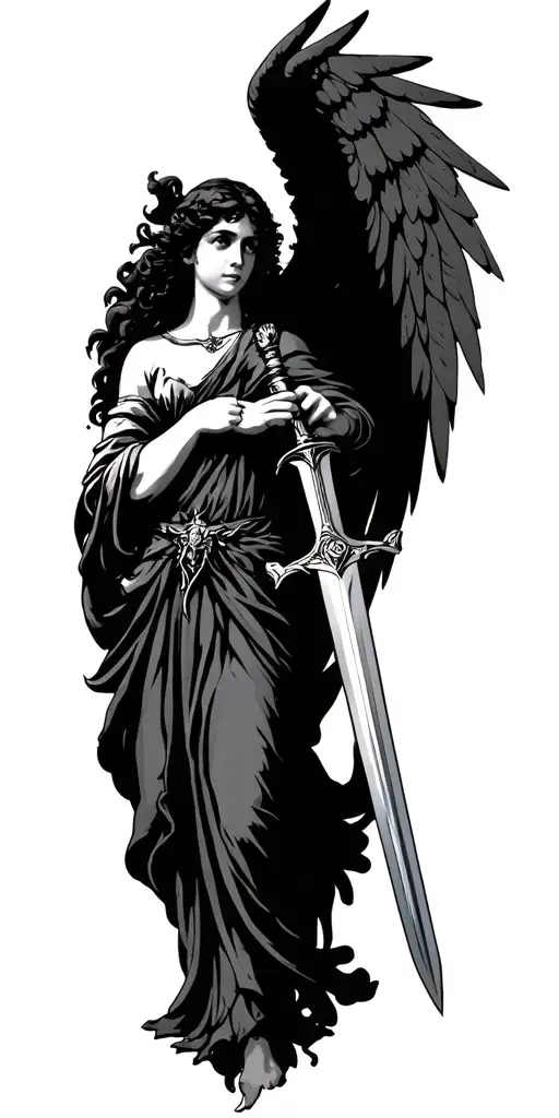 Angel Holding A Sword Different Styles