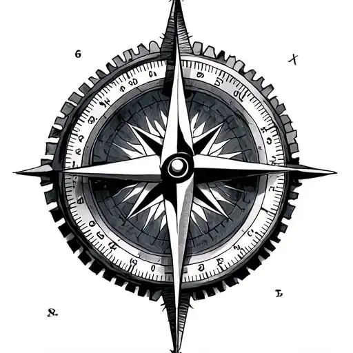 Compass Tattoos Combined With Time
