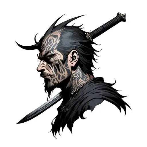 Darklord Nito With Sword Up His Head Profile Holding