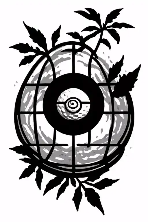 Simple Nature Tattoo With Disc Golf Basket