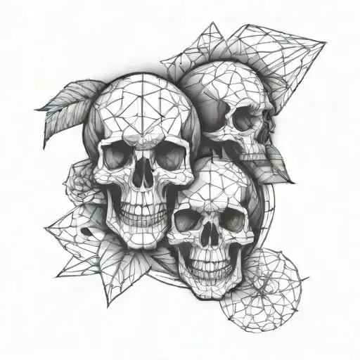 Skulls With Geometric Background