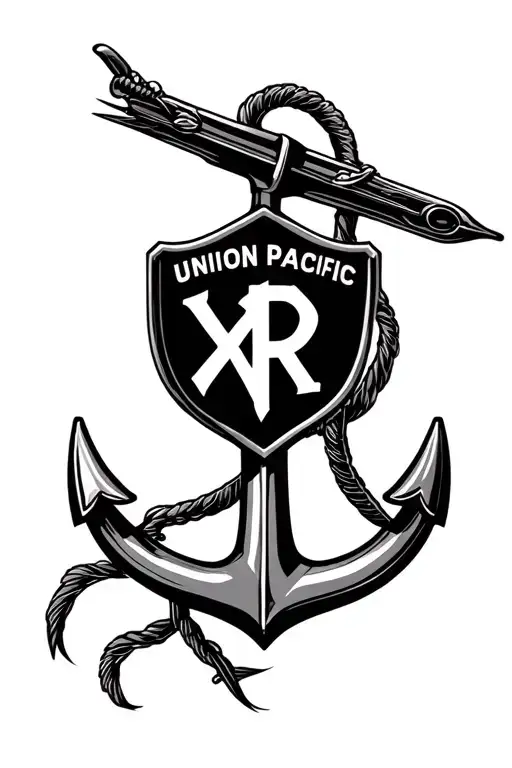 Us Navy Anchor And Union Pacific Railroad Shield Staring