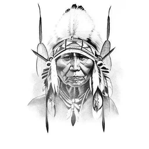 Native American With Power Lines