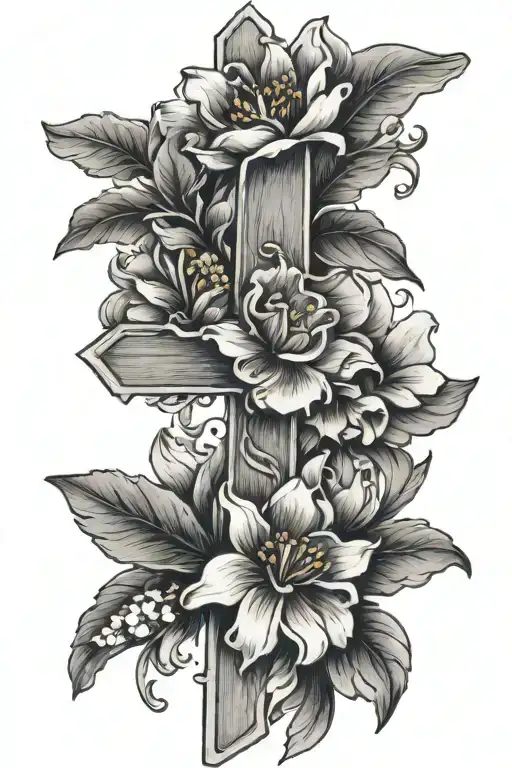 A Cross With January Birth Flower Surrounded
