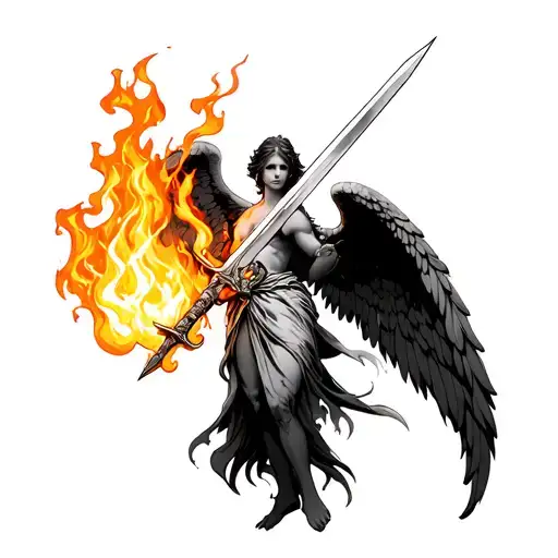 Angel Holding Sword With Fire