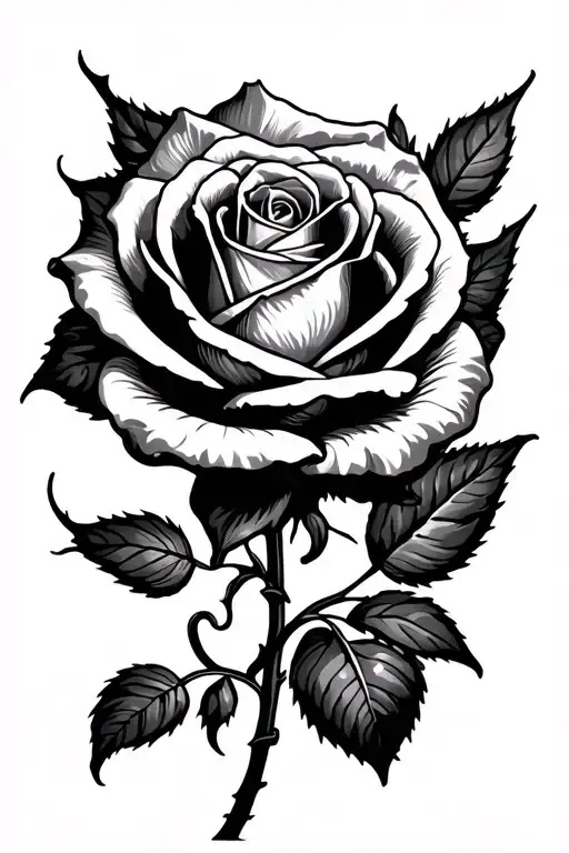Rose Half Sleeve Tattoo With Light Shading Designed For The Inner Calf