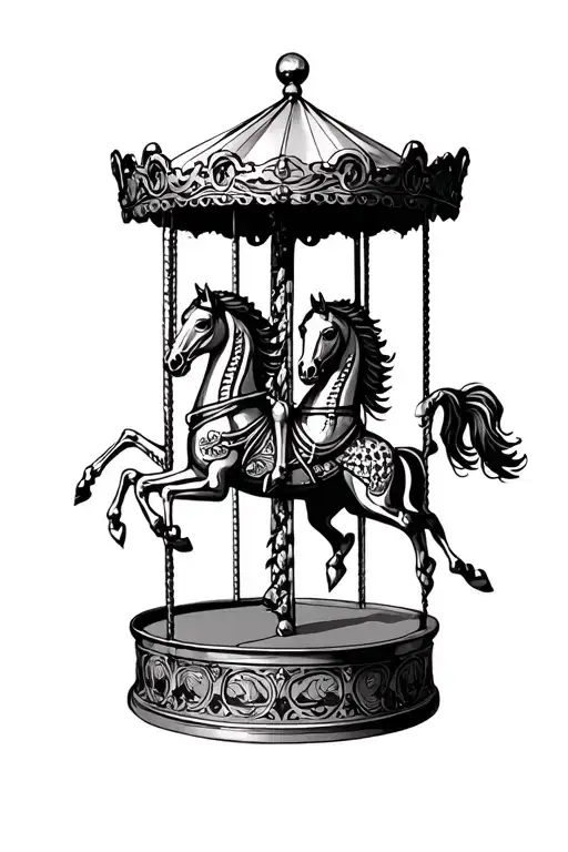 Carousel With Skeleton Horses