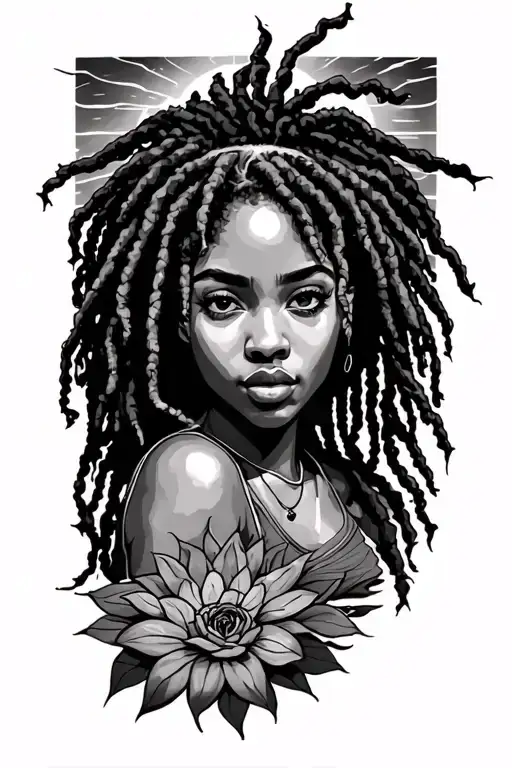 Dreadhead Woman Looking At Sun Setting