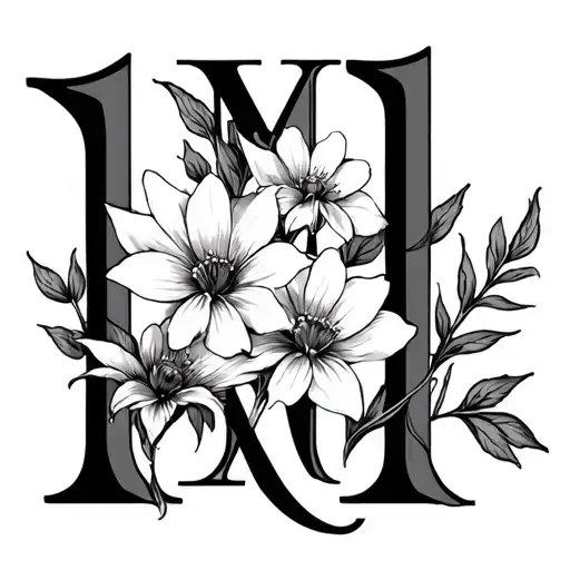 Roman Numeral Eight And Three Flowers Growing Out Of The 1'S