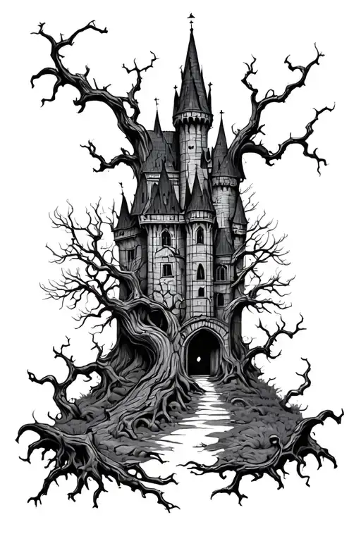 Gothic Castle Surrounded By Poison Trees