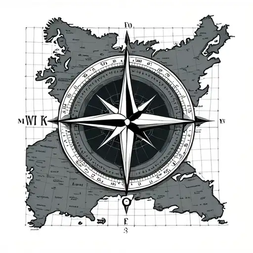 Old School Map With Compass Rose