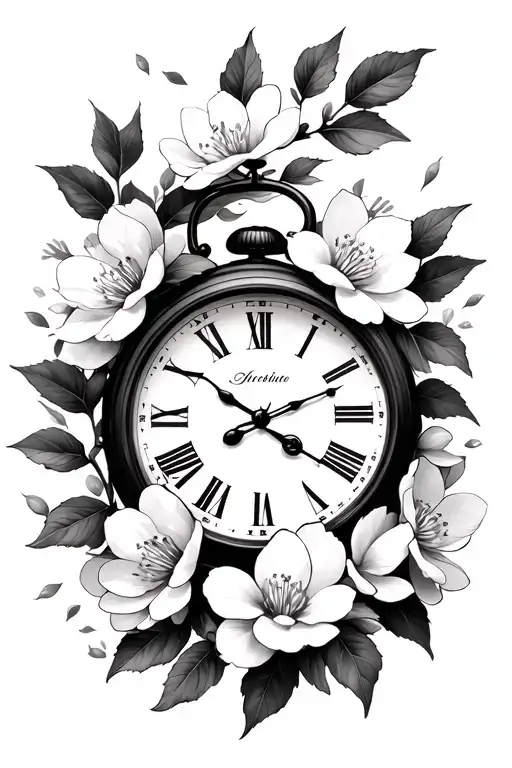 Cherry Blossoms With Clock Face