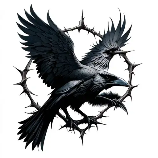 Black Raven With Thorns Embedded