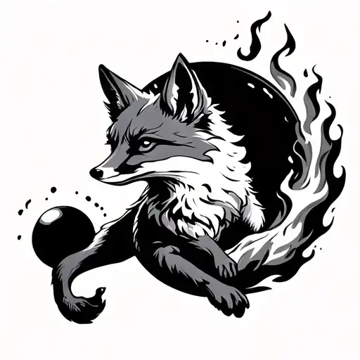 Fox Chasing A Ball Of Fire In A Circle