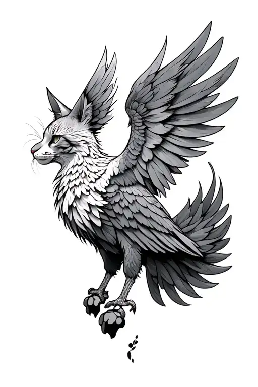 Phoenix With Paw Cat Print