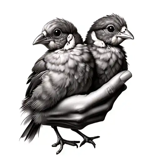 Mommy Holding Baby Chicks