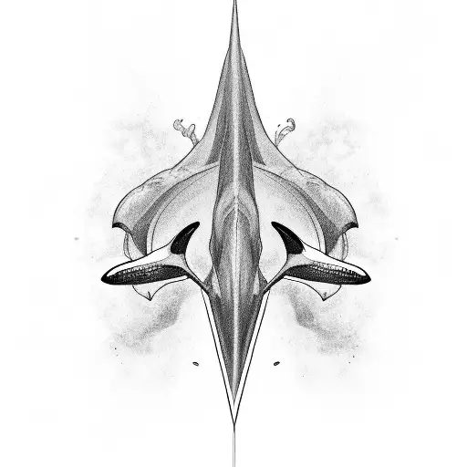 Multiple Orcas Traveling Either Up And Down In A Straight Line