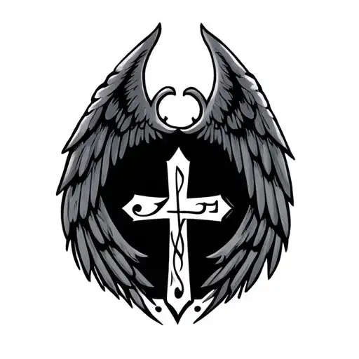 Cross Music Notes Angle Wing