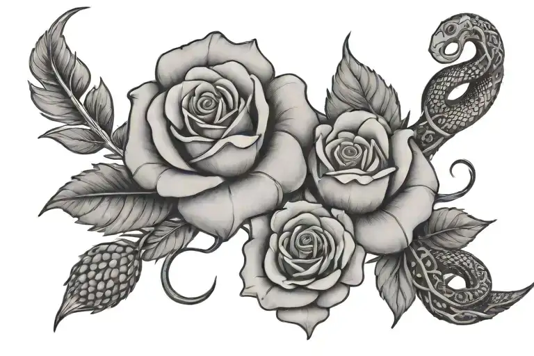 Branch With Rose And Snake