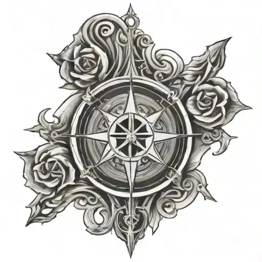 Trident Of Poseidon And Compass Rose