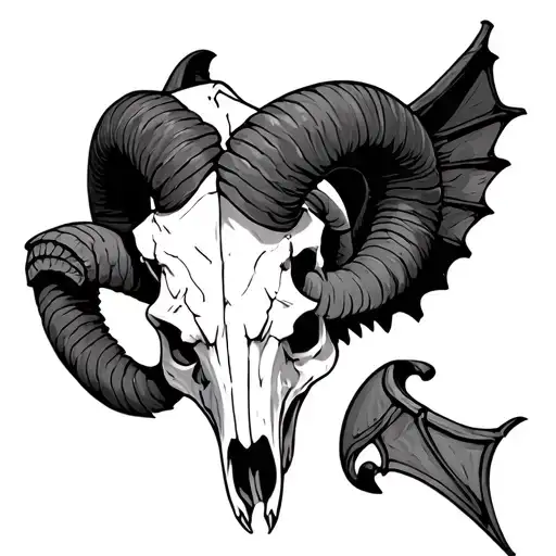 Ram Skull With Bat Wings