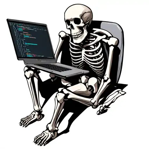 Skeleton With Laptop Coding