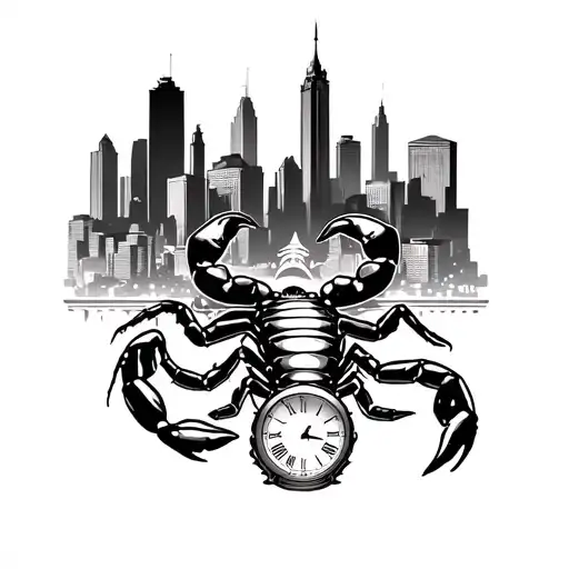 Kansas City Skyline With A Scorpion And Old Clock