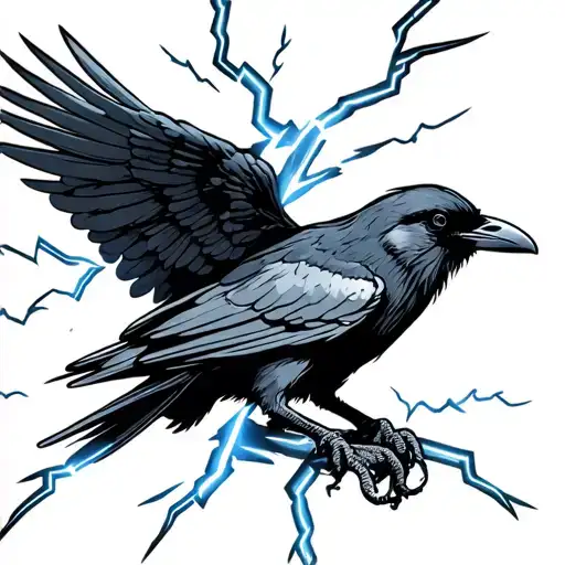 Crow Being Struck By Lightning Bolt