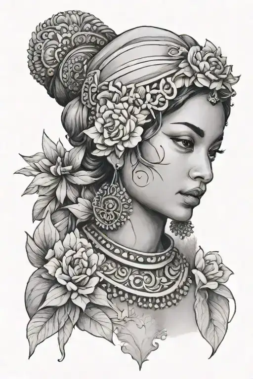 Small Javanese Women Tattoo Micro Realism Style Tattoo Fine Lines