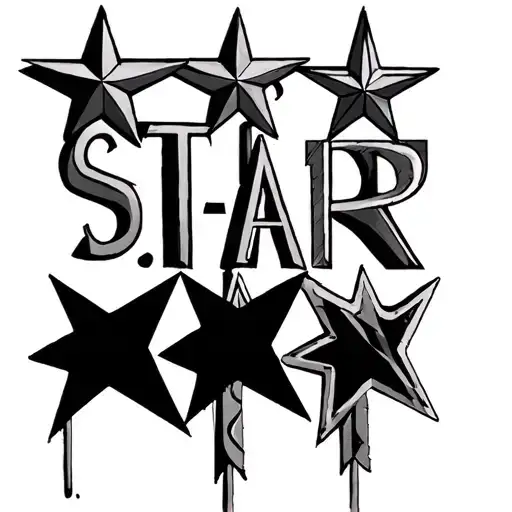Four Fine Line Stars In A Row With The Letters S T A R Underneath Each Star
