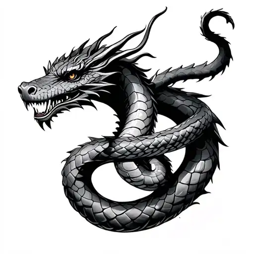 Dragon With Snake Wrapped