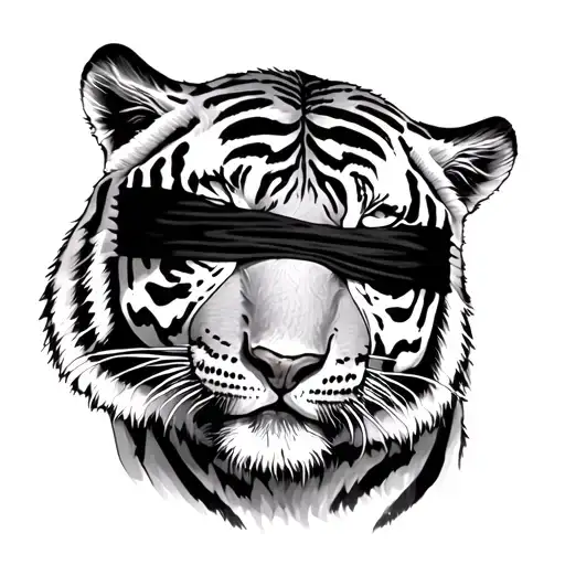 Tiger With Blindfold Covering Her Eyes