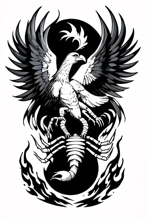 Scorpion To Eagle To Phoenix Rising From Flames