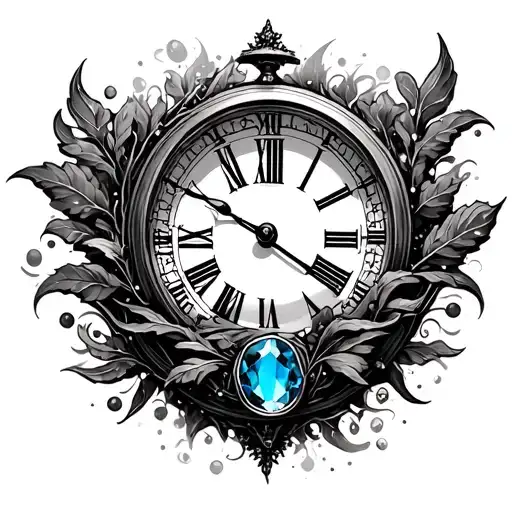 Clock With January Birth Stone Surrounded