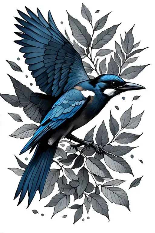 Raven And Kingfisher Flying Leaves Falling