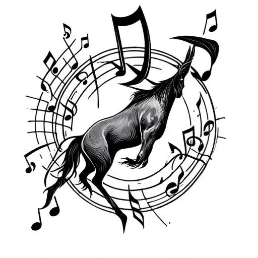 Sagittarius Zodiac Sign And Music Notes Design Small Minimalist Tattoo For Feet