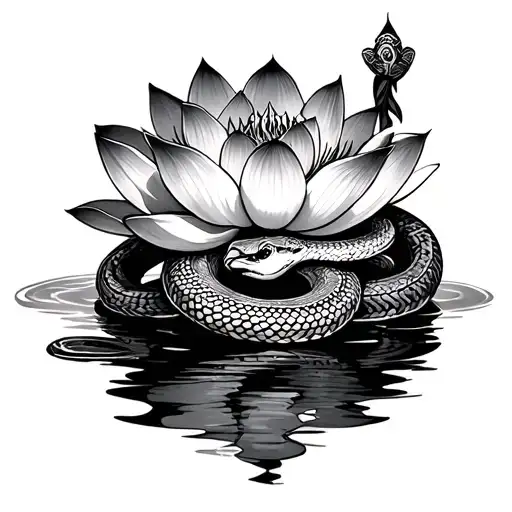 Lotus Flower With Fijian Tribe Snake