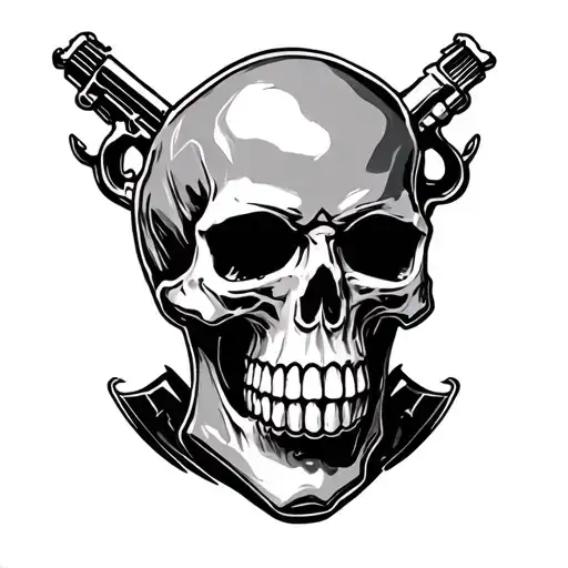 Skull With Gun Surrounded