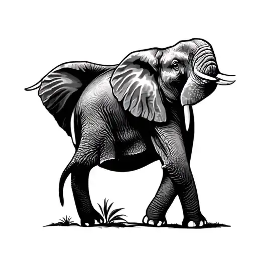 African Elephant Walking