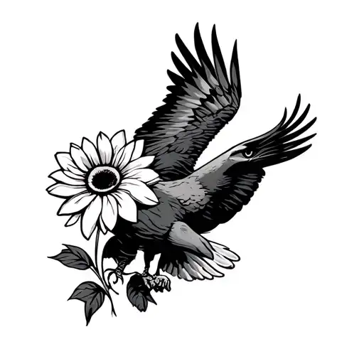Eagle Holding Flower With Word Pop